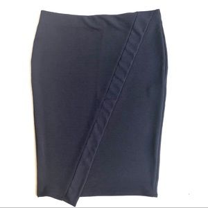 Zara Navy Blue Asymmetrical Hem Pencil Skirt